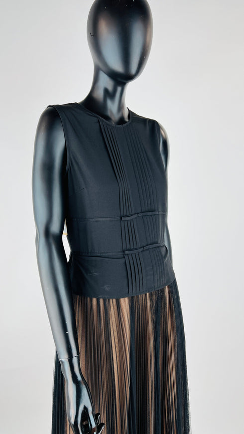 Abito lungo fiocchi e plissé