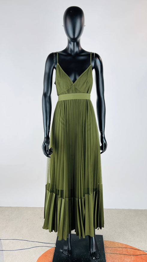 Abito lungo in tulle plissé