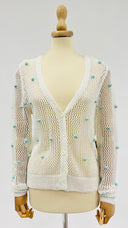 Cardigan a rete con pon-pon DORosi
