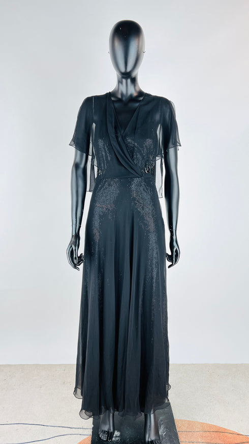 Abito lungo doppio tessuto con cartellino