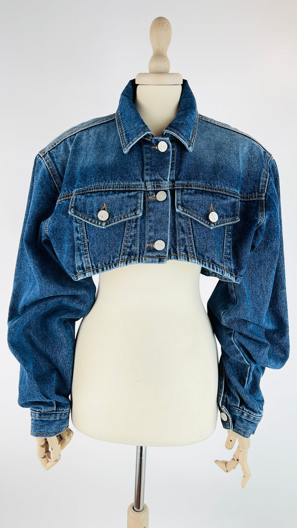 Giacca cropped in jeans
