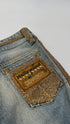 Jeans cropped dritti con strass