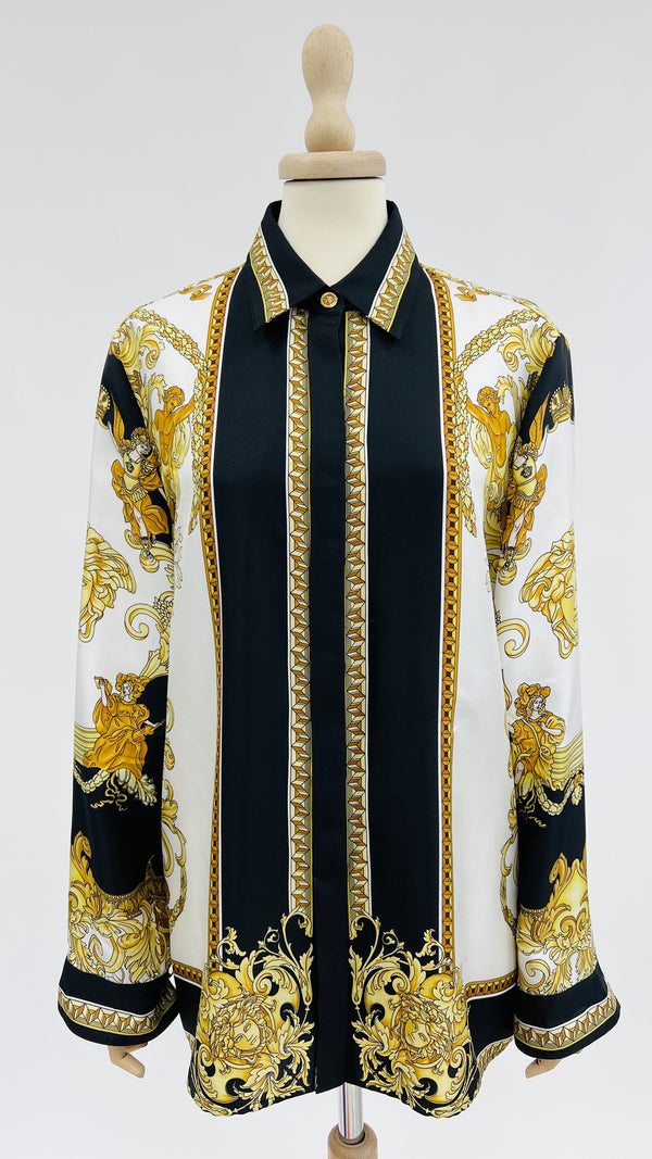 Camicia in seta stampa barocca