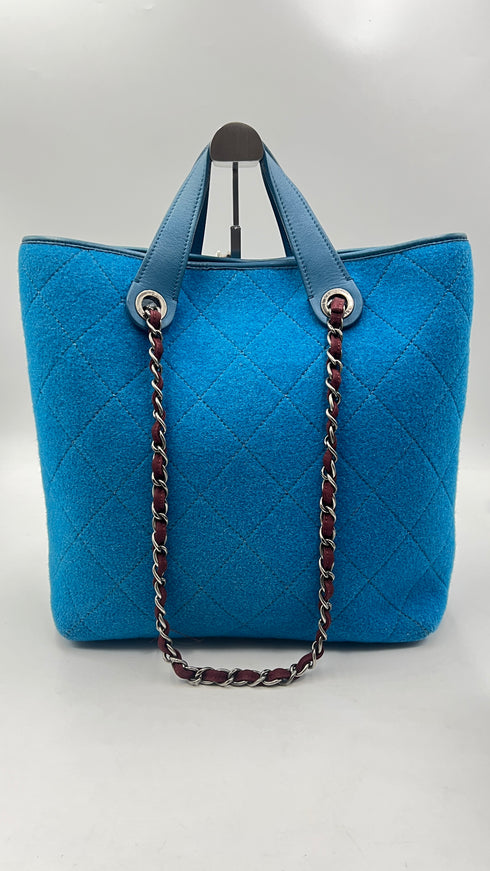 Borsa "Portobello" in lana azzurra