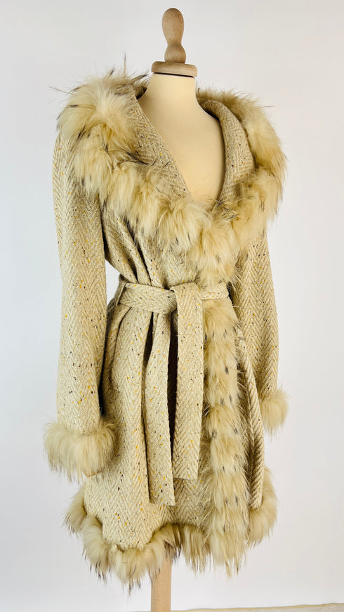 Cappotto in lana chevron