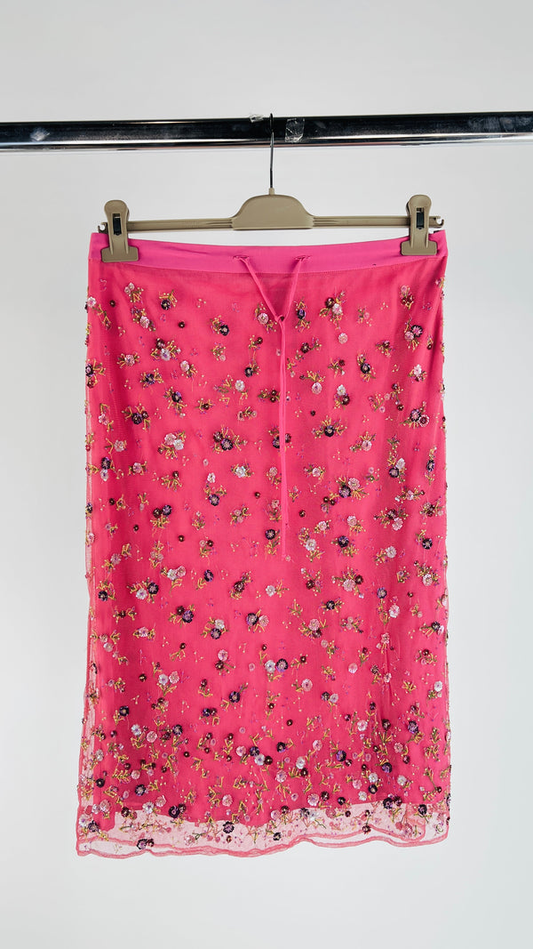 Gonna midi fiori e paillettes