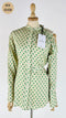 Camicia asimmetrica a pois con cartellino