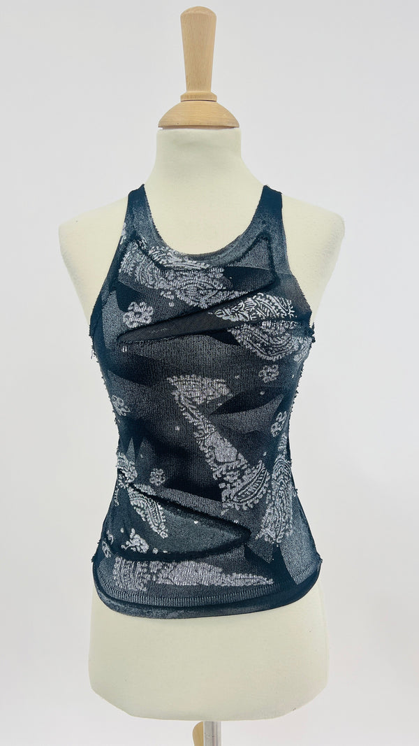 Tank-top mesh stampata