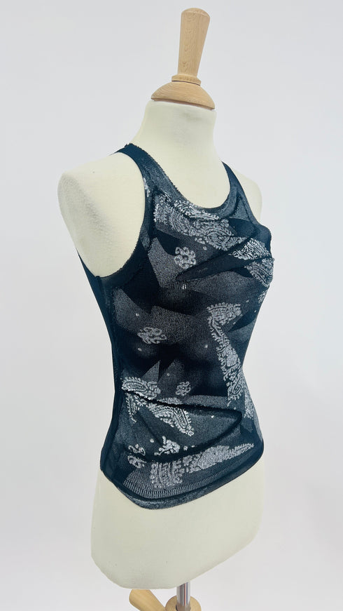 Tank-top mesh stampata