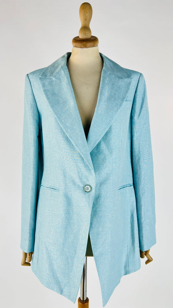 Blazer con lurex e cartellino