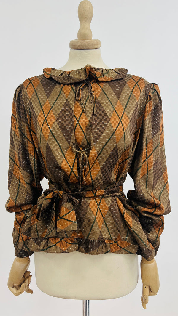Blusa vintage losanghe e lamé