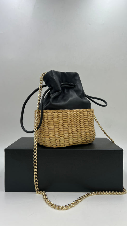 Borsa pelle e raffia