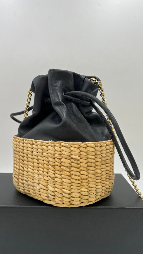 Borsa pelle e raffia