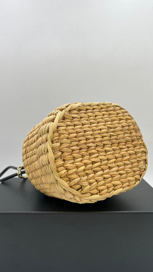 Borsa pelle e raffia