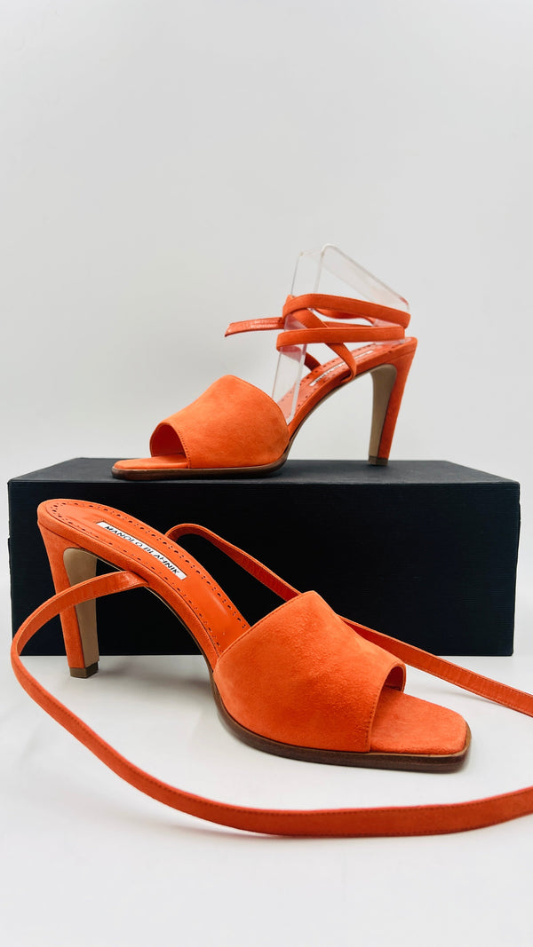 Sandalo in suede arancione N.41