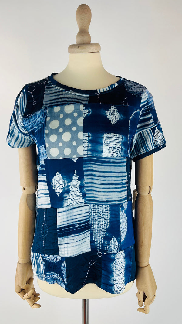 T-shirt patchwork pois e righe