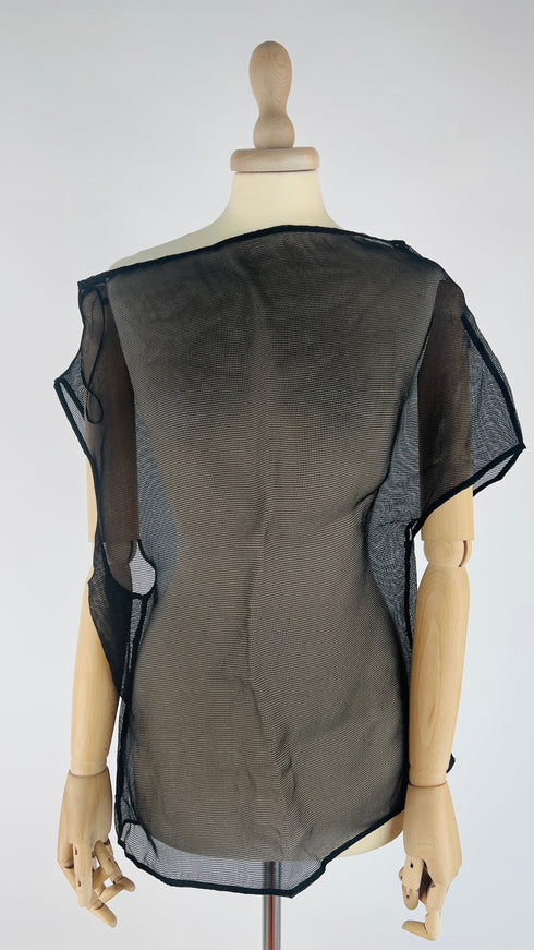 Top in mesh nero