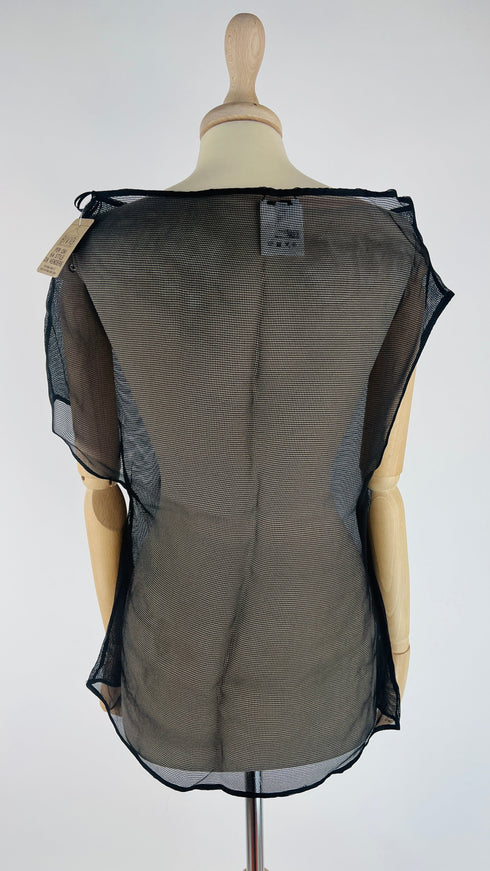Top in mesh nero