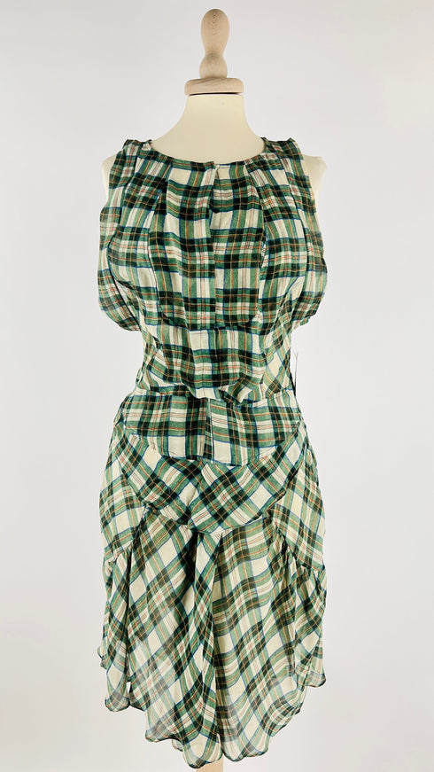 Abito midi in seta tartan