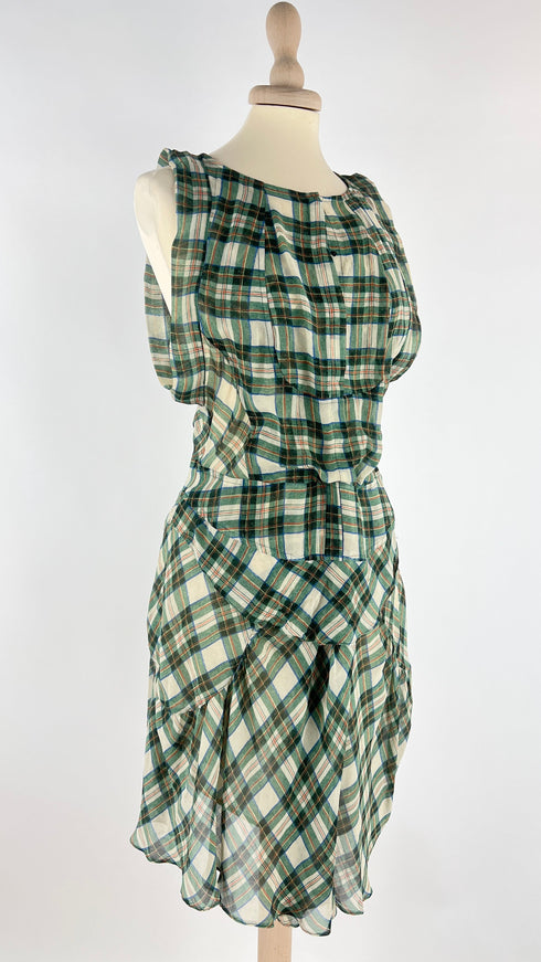 Abito midi in seta tartan