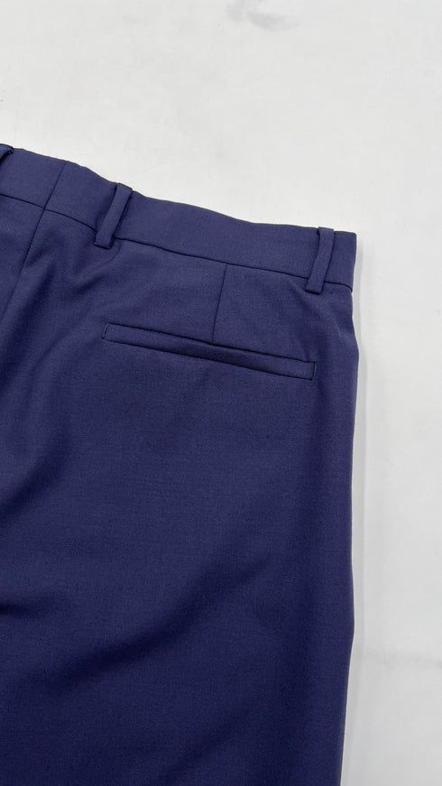 Pantaloni blu gamba larga