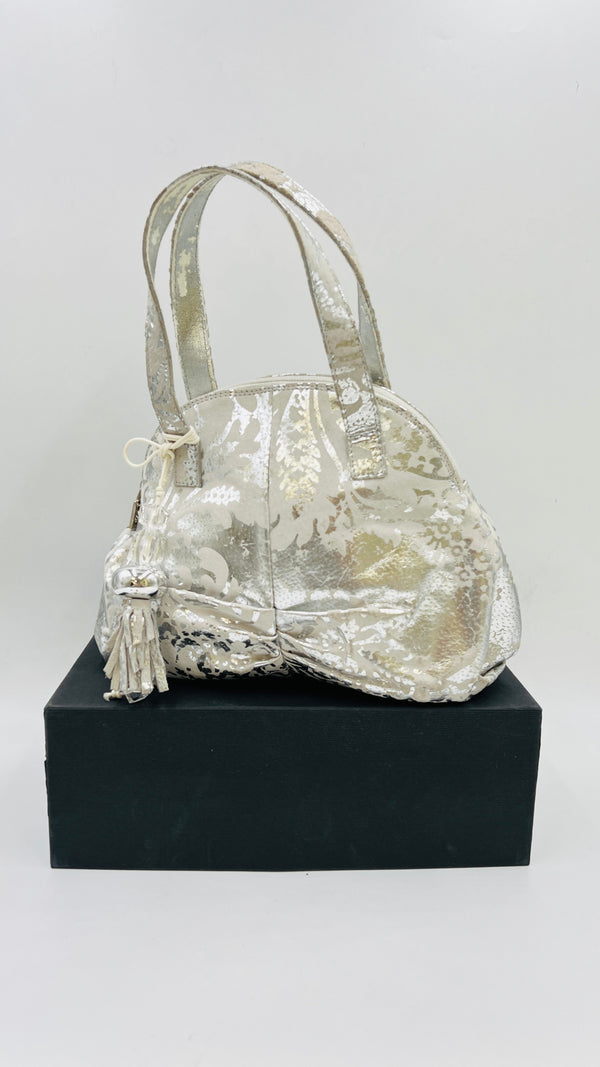 Borsa laminata a  fiori