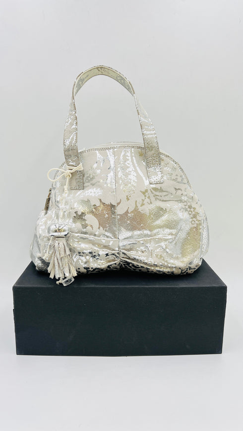 Borsa laminata a  fiori