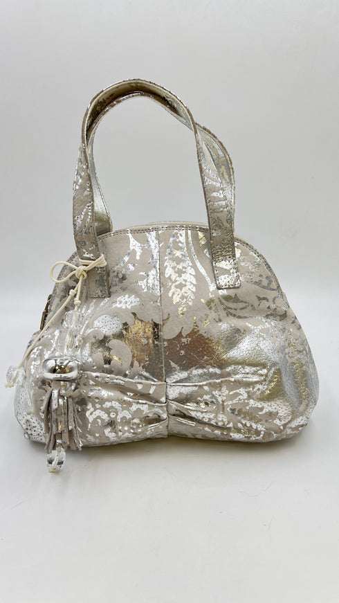 Borsa laminata a  fiori