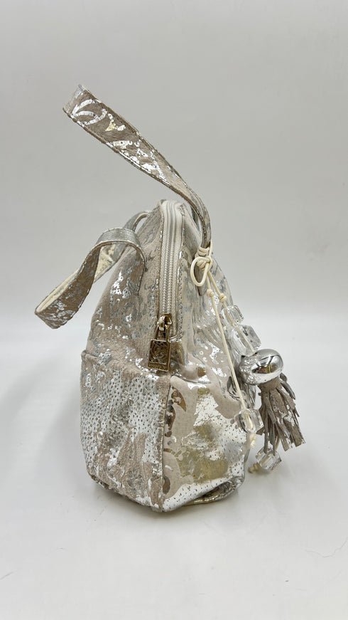 Borsa laminata a  fiori