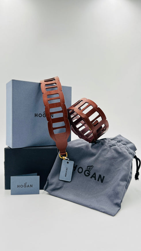 Tracolla in pelle traforata