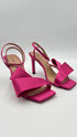 Sandali "Nora" in raso fucsia con box