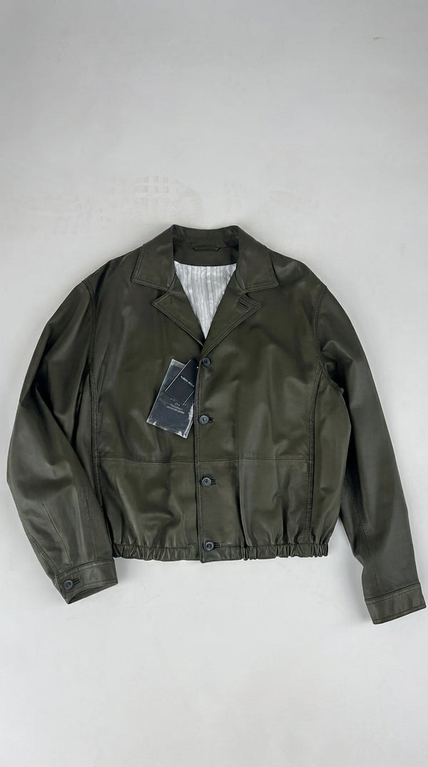 Giacca in pelle verde