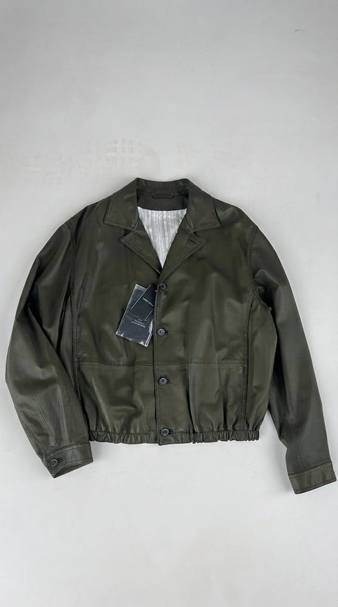 Giacca boxy in pelle