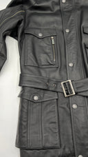 Giacca in pelle con cintura Versace Collection
