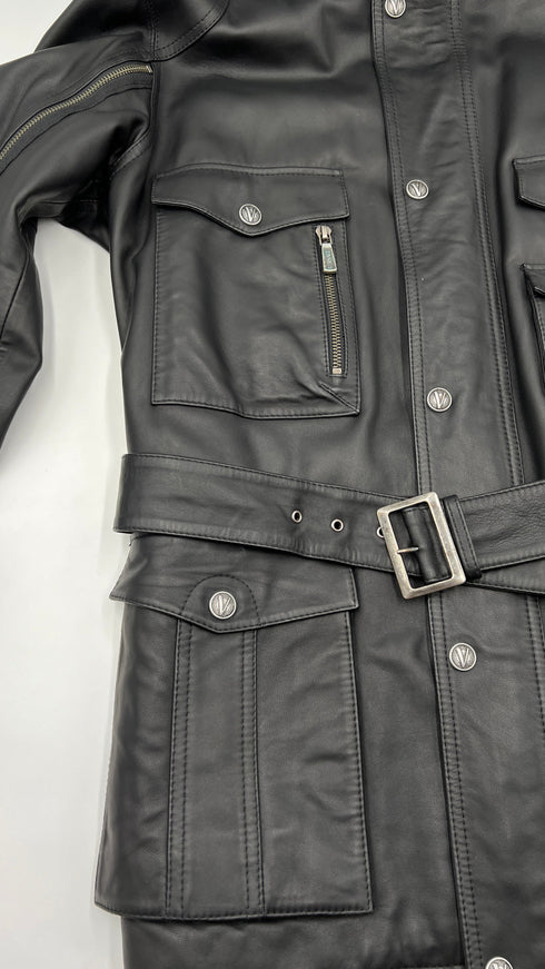 Giacca in pelle con cintura