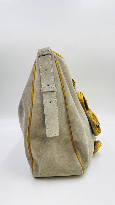 Borsa in suede con rose